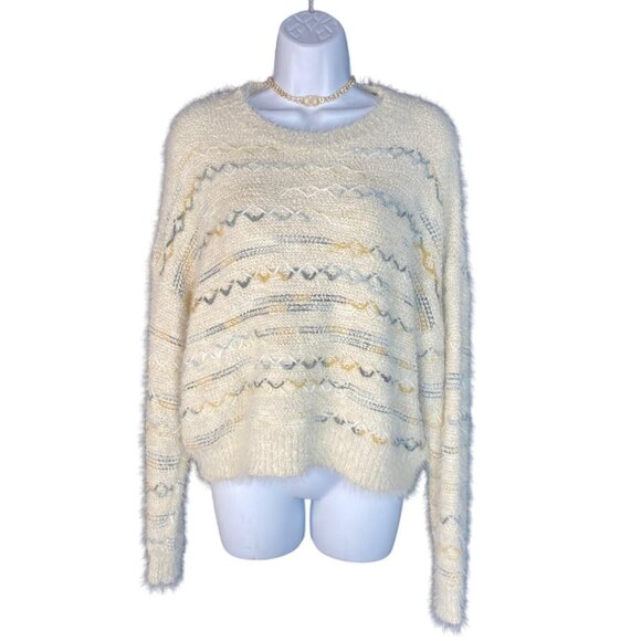 Altard State Womens Medium Textured Knit Sweater In Ivory Nylon & Polyester Blen - Picture 1 of 8